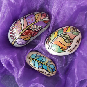 Highly decorative 'Thank You' leaves. These can be purchased at £4 each for a larger stone.