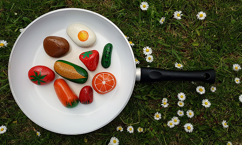 hand painted early learning food stones