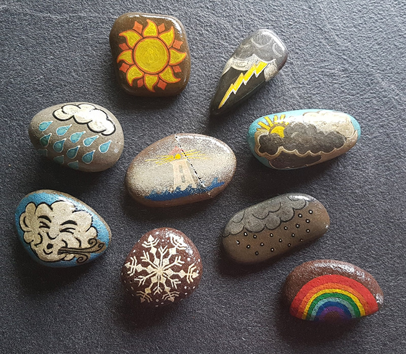 hand painted early learning stones