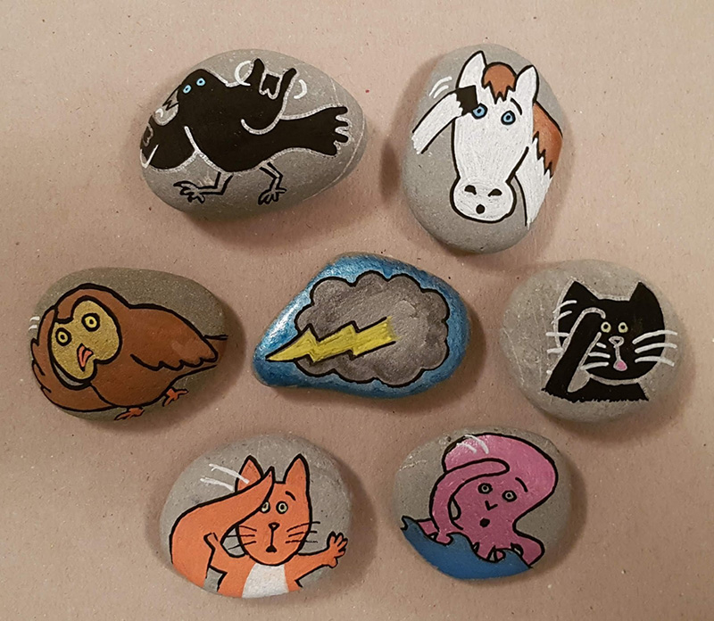 hand painted early learning story stones