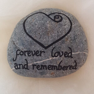 hand painted commemorative stone with heart