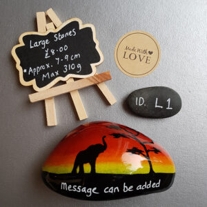 Hand painted stone gift_S_L1_elephant sunset_Gifts